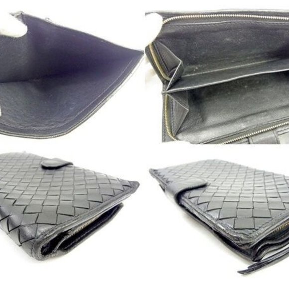 Bottega Veneta Wallet Intrecciato Black Gold Woman unisex Authentic Used - Picture 6 of 6